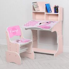Дитяча регульована парта зі стільчиком растишка Bambi W 2071-74-3 Фламінго рожева**