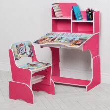 Дитяча регульована парта зі стільчиком растишка Bambi W 2071-102-6 / Колір малиновий Лялечки**