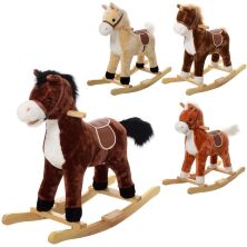 Качалка-каталка Конячка м'яка музична MP 0080 рухає ротом на батарейках (4 кольори)