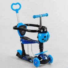 Самокат дитячий триколісний 5в1 Best Scooter S 0587 з зах.бампером (самокат+беговел+каталка з ручкою) блакитний