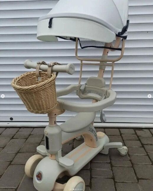 Дитячий складний самокат трансформер 3в1 Maraton CITY LINE Smart Baby 669 з батьківською ручкою та капюшоном