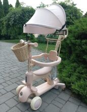 Дитячий складний самокат трансформер 3в1 Maraton CITY LINE Smart Baby 669 з батьківською ручкою та капюшоном