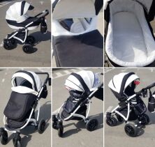 Коляска дитяча універсальна класична 2 в 1 AVALON WHITE біла