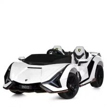 Дитячий електромобіль Спорткар Машина M 5072EBLR-1 Lamborghini двомісний, шкіряне сидіння, білий