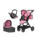 Коляска для ляльок класична прогулянкова залізна 3в1 CARRELLO MAGIA 9636 PINK з люлькою-переноскою /рожева