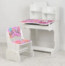 Дитяча регульована парта зі стільчиком растишка Bambi W 2071-48-1 / колір ПК біла**