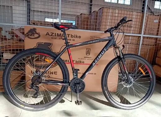 Гірський спортивний дорослий велосипед Azimut Spark GFRD (Азімут Спарк) 29 дюймів рама 19 чорно-червоний
