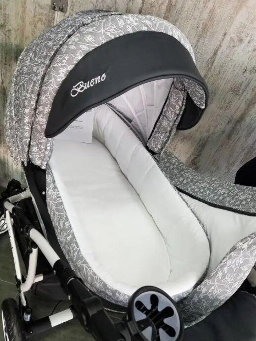 Коляска дитяча класична універсальна 2 в 1 AVALON BUENO Gray-flowers сіра