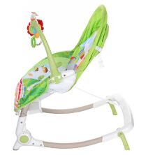 Дитяче крісло-качалка шезлонг-гойдалки Bambi 63561 з регулюванням спинки зелене