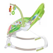 Дитяче крісло-качалка шезлонг-гойдалки Bambi 63561 з регулюванням спинки зелене