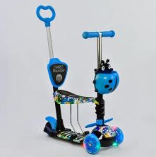 Триколісний самокат Best Scooter 81472 складаний кермо з фарою салатово-чорний