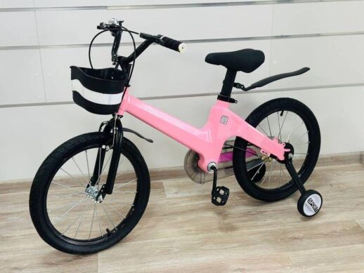 Дитячий двоколісний магнієвий велосипед 18 дюймів Maraton CRUISER M02 з кошиком рожевий