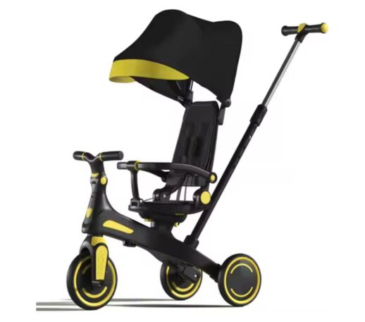 Беговел 5в1 Maraton Tri-cycle KML1788 (дитячий велосипед + коляска з батьківською ручкою) чорний