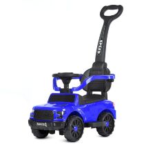 Машина каталка-толокар з батьків.ручкою 2в1 M 4813EL-4 Електромобіль на EVA колесах / шкіряне сидіння / синій