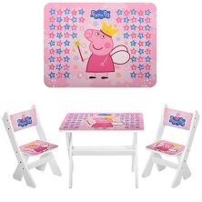 Дитячий стіл з двома стільчиками Bambi М 2100-02 Peppa Pig білий ***