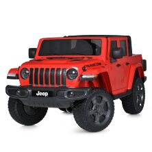 Дитячий двомісний електромобіль Джип M 5740EBLR-3 Jeep Rubicon, 4 мотори, шкіряне сидіння, червоний
