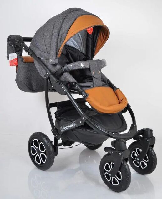 Коляска дитяча класична універсальна 2 в 1 AVALON BUENO Grey-brown сіро-коричнева