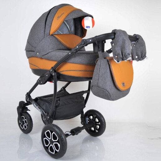 Коляска дитяча класична універсальна 2 в 1 AVALON BUENO Grey-brown сіро-коричнева