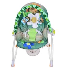 Дитяче крісло-качалка шезлонг-гойдалки Bambi M 3499 з регулюванням спинки зелене