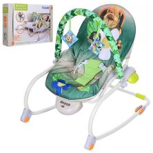 Дитяче крісло-качалка шезлонг-гойдалки Bambi M 3499 з регулюванням спинки зелене