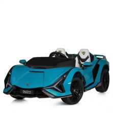 Дитячий електромобіль Спорткар Машина M 5072EBLR-4 Lamborghini двомісний, шкіряне сидіння, синій