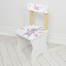 Дитячий дерев'яний столик зі стільчиком Bambi 504-114 / Малюнок Зайчик / колір білий**