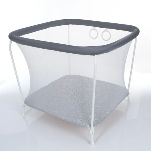 Дитячий Ігровий Манеж квадратний КУБІК з двома кільцями/графіт (складаний)