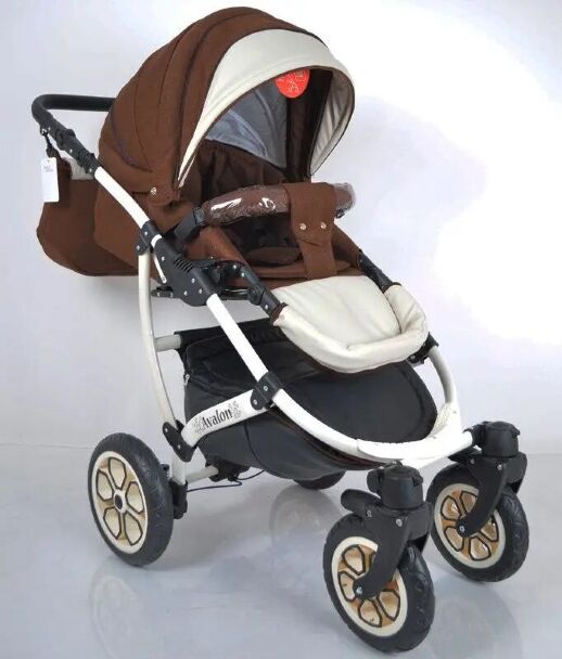 Коляска дитяча класична універсальна 2 в 1 AVALON BUENO Brown-white коричнево-біла