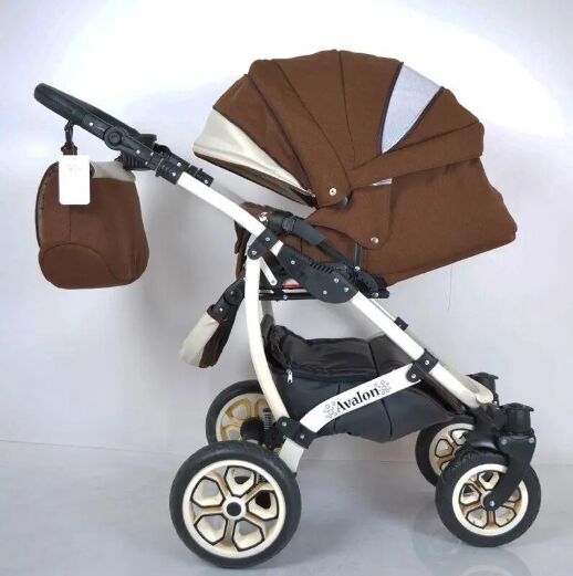 Коляска дитяча класична універсальна 2 в 1 AVALON BUENO Brown-white коричнево-біла