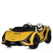 Дитячий електромобіль Спорткар Машина M 5072EBLR-6 Lamborghini двомісний, шкіряне сидіння, жовтий