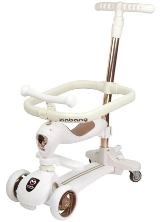 Дитячий самокат трансформер 3в1 Maraton Scoot 02 з батьківською ручкою (колір білий)