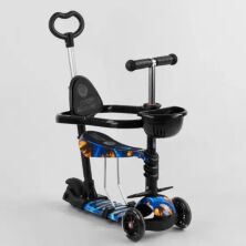 Самокат дитячий триколісний 5в1 Best Scooter S 3597 з зах.бампером (самокат+беговел+каталка з ручкою) чорний