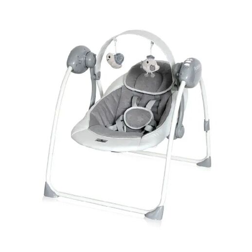 Дитячі електронні музичні гойдалки-шезлонг Lorelli (Bertoni) Portofino Cool Grey Stars. Колір Сірий