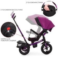 ⏩ Велосипед-коляска дитячий триколісний Turbo Trike M 4058-8 фуксія **