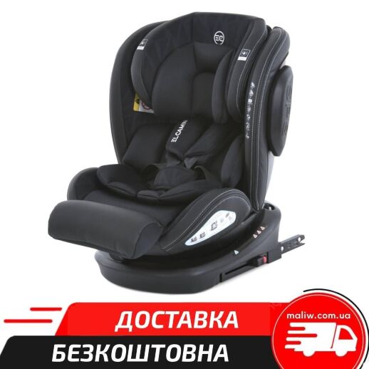 Дитяче автокрісло El Camino Evolution 360 ME 1045 Black Luxe із системою isofix, поворотне 360 / чорне