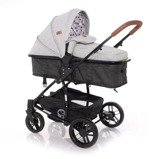Коляска-трансформер дитячий класична універсальна Lorelli S-500 Grey-Black Cross з автокріслом