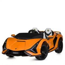 Дитячий електромобіль Спорткар Машина M 5072EBLR-7 Lamborghini двомісний, шкіряне сидіння, помаранчевий