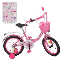 Дитячий двоколісний велосипед колеса 16 дюймів PROFI Y1611-1 Princess з дзвіночком / рожевий **