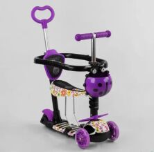 Самокат дитячий триколісний 5в1 Best Scooter S 4394 з зах.бампером (самокат+беговел+каталка з ручкою) фіолет
