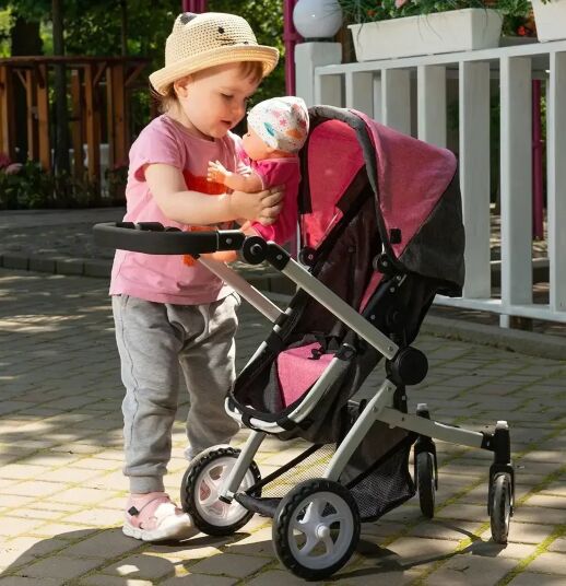 Коляска-трансформер для ляльок 2в1 Carrello Maestro 9651B PEACH PINK лялькова Персикова