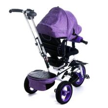 Велосипед коляска дитячий триколісний Baby Trike 6595Ф з ключем запалювання / фіолетовий