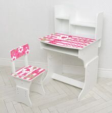 Дитяча парта регульована шкільна зі стільцем 904-143(UA) малюнок Сердечка**