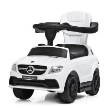 Дитяча машинка-толокар з батьківською ручкою Z3288-1 Mercedes ЛІЦЕНЗІННИЙ з музикою / білий