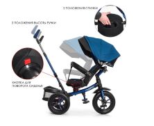 ⏩ Велосипед-коляска дитячий триколісний Turbo Trike M 4058-10 індиго**