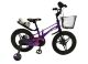 Дитячий двоколісний магнієвий велосипед 16 дюймів Magnesium bike M-2 Pro магнієві диски, кошик, фіолетовий