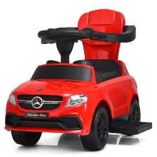 Дитяча машинка-толокар з батьківською ручкою Z3288-3 Mercedes ЛІЦЕНЗІННИЙ з музикою / червоний