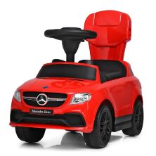 Дитяча машинка-толокар з батьківською ручкою Z3288-3 Mercedes ЛІЦЕНЗІННИЙ з музикою / червоний