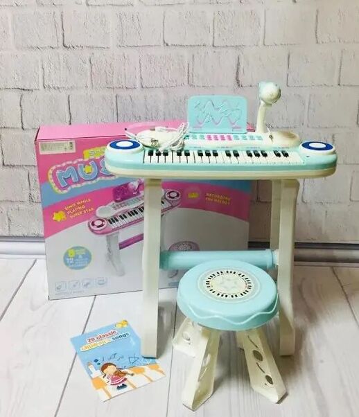 Дитячий синтезатор-піаніно на ніжках 860F зі стільчиком і мікрофоном **