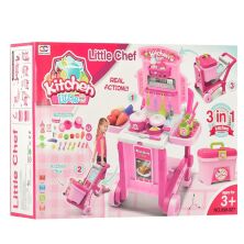 Дитячий ігровий набір кухня велика 008-927 валізу на колесах посуд продукти рожева**