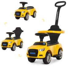 Дитяча машинка каталка толокар Bambi M 3503A(MP3)-6 жовта батьківська ручка